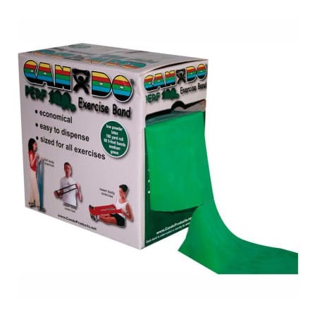 Fabrication Enterprises CanDo Perf 100 Low Powder Exercise Band, Green, 100 yd Roll, 1 Roll/Box 1203019